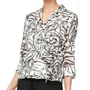 Alex Evenings Zebra Print Wrap Blouse. Size LP NWOT